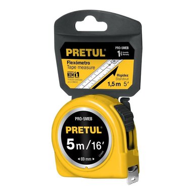 WINCHA AMARILLA 5 M CINTA 19 MM, EN TARJETA, PRETUL - PRO-5MEB