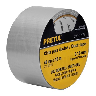 CINTA DUCTE TAPE 10 M ESPESOR 0.16 MM, PRETUL - 20528