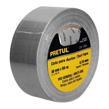 CINTA DUCTE TAPE 50 M ESPESOR 0.16 MM, PRETUL - 20530