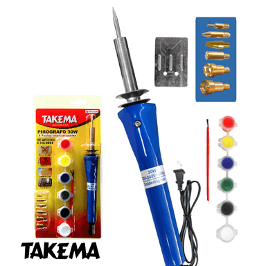 PIROGRABADOR TAKEMA 30W 6 PUNTAS + 6 PINTURAS + 1 PINCEL 220-240VAC ZD-707B/30W