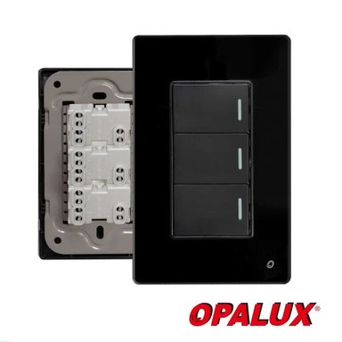 INTERRUPTOR TRIPLE SERIE CRISTAL COLOR NEGRO OPALUX OP-AT-03NG