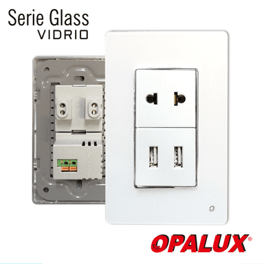 TOMA DOBLE USB SALIDA 15AMP 5.0V 1AMP 2AMP + 1 TOMA OPALUX OP-AT-98BL