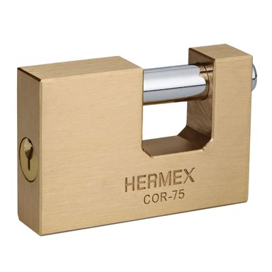 CANDADO ANTIPALANCA HERMEX 75 MM CUERPO DE LATÓN LLAVE TRADICIONAL 43357 - 1