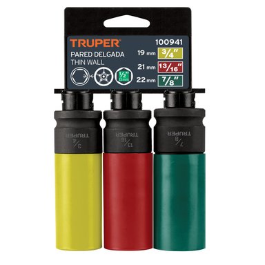 SET DADOS TRUPER 3 PIEZAS LARGOS 1/2' IMPACTO PROTECCIÓN PLÁSTICA 6 P STD 100941