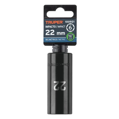 DADO LARGO IMPACTO DE 22 MM, 6 PUNTAS, CUADRO 1/2', TRUPER - 100921