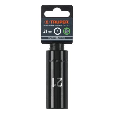 DADO TUBULAR HEXAGONAL ENCASTRE 1/2' DE IMPACTO DE 21 MM, TRUPER - 12433