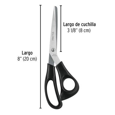 TIJERA 8' DE ACERO INOXIDABLE PARA CASA Y OFICINA, PRETUL - 23185 - 3
