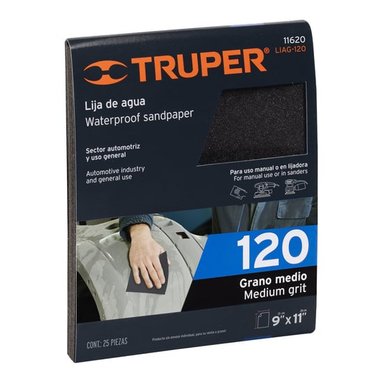 LIJA DE AGUA GRANO 120 DE CARBURO DE SILICIO, TRUPER - 11620