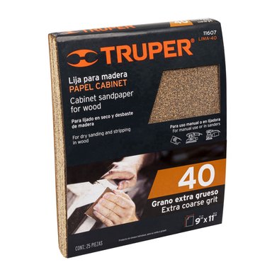 LIJA PARA MADERA PAPEL CABINET, GRANO 40, TRUPER - 11607