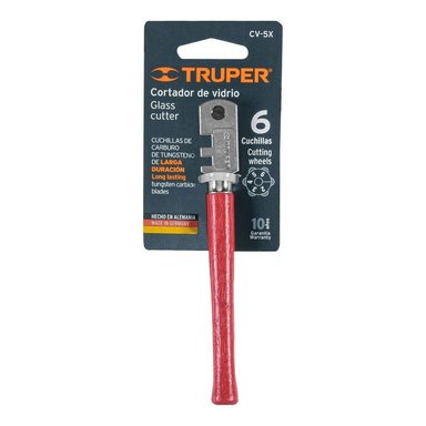 CORTA VIDRIO TRUPER MANGO DE MADERA 6 CUCHILLAS 4.5 MM 12954