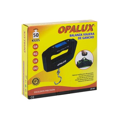 BALANZA OPALUX DE GANCHO 50KG 2 PILAS AAA OPCION HOLD CJX OP-607 - 2