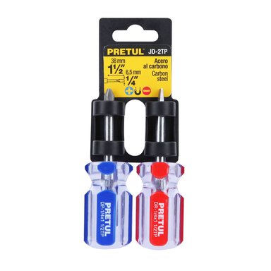 DÚO DE DESARMADORES 1/4 X 1-1/2' MANGO DE PVC, PRETUL - 21379