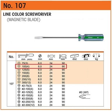 DESARMADOR PLANO 4' (-) 107-4 (1/4'), RUBICON (PIEZA) - 24622 - 4