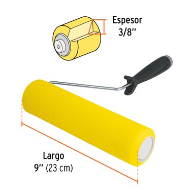 RODILLO PARA PINTAR 9' X 3/8' DE ESPONJA, SUPERFICIES LISAS, TRUPER - 13841 - 4