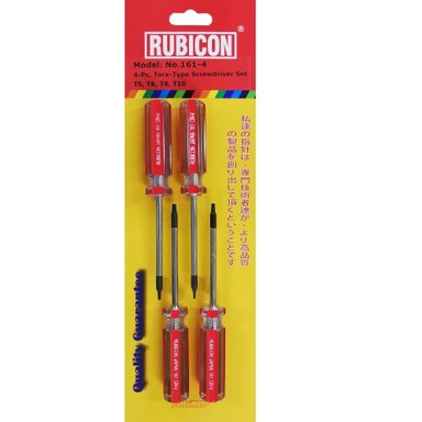 SET DESTORNILLADOR T5-6-8-10H TORX HUECO RUBICON 105432 4 PIEZAS