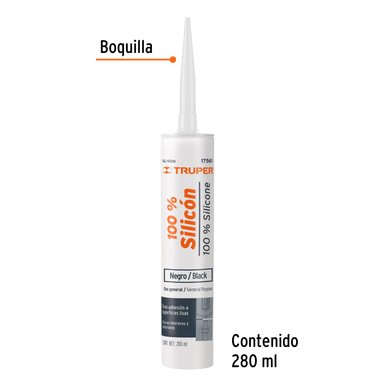 SILICONA AL 100% NEGRA DE 280 ML, TRUPER - 17561 - 2