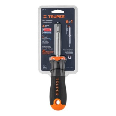 DESARMADOR 2 PUNTAS DOBLES Y BARRA CON 2 CAJAS HEXAGONAL, TRUPER - 14200