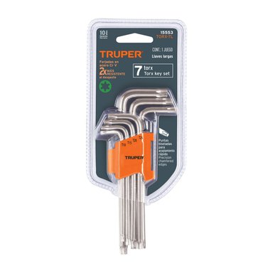 JUEGO DE 7 LLAVES TORX LARGAS CON ORGANIZADOR, TRUPER - 15553