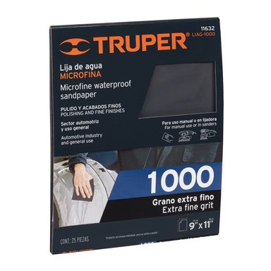 LIJA DE AGUA GRANO 1000 MICROFINA CARBURO DE SILICIO, TRUPER - 11632