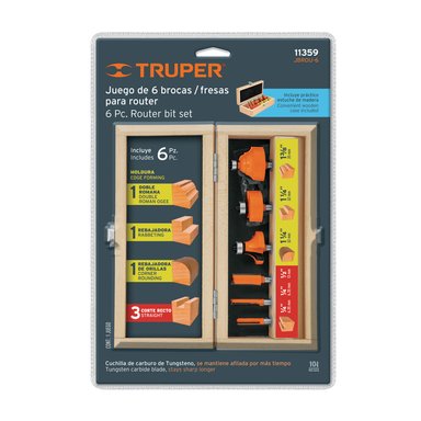JUEGO DE 6 BROCAS PARA ROUTER, TRUPER - 11359