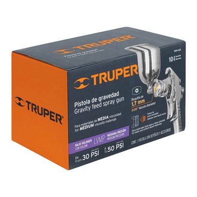 PISTOLA P/PINTAR GRAVEDAD LVMP VASO ALUMINIO, 1.7 MM, TRUPER - 13061