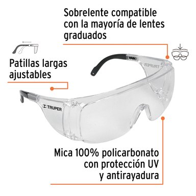 SOBRELENTES DE SEGURIDAD TRANSPARENTES, TRUPER SAFE. - 14308 - 2