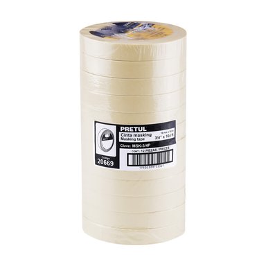 CINTA MASKING TAPE DE 3/4' X 50 M, PRETUL - 20669