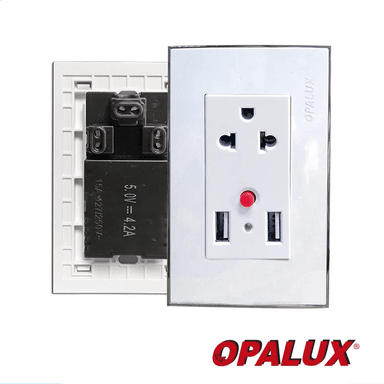 TOMA MIXTA DOBLE USB 5.0V 4.2A + 1 TOMA UNIVERSAL 15A 220V.