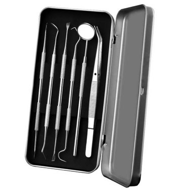KIT LIMPIEZA DENTAL PROFESIONAL 6 PIEZAS ACERO INOXIDABLE