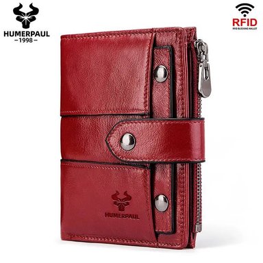 BILLETERA HLBP871 CUERO VACUNO ROJO MUJER 2 CUERPOS 1 MARCA HUMERPAUL