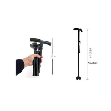 ACCESORIOS CUIDADO PERSONAL BASTON PLEGABLE RETRACIL + LED + 4 SOPORTES ANTIDESLIZANTES