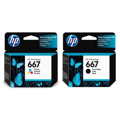 KIT CARTUCHO TINTA HP MULTICOLOR 667 NEGRO / ORIGINAL - 1