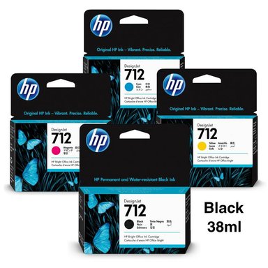 KIT CARTUCHO TINTA HP MULTICOLOR 712 NEGRO 38ML / ORIGINAL