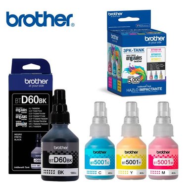 TINTA BROTHER MULTICOLOR JUEGO BOTELLAS BT-D60BK NEGRO 3PK-TANK ORIGINAL - 2