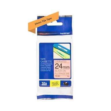 CINTA BROTHER TZEB51 NEGRO BLACK ON FLUORESCENT ORANGE 1 24MM