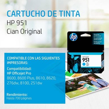 CARTUCHO HP CN050AL CIAN TINTA 951 ORIGINAL - 2