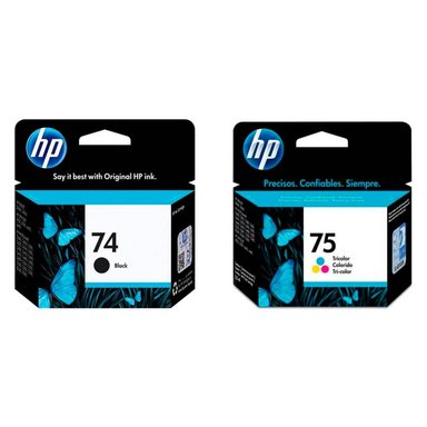 KIT DE CARTUCHO DE TINTA HP 74 NEGRA / 75 COLOR ORIGINAL
