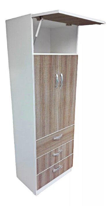 ROPERO SUPERIOR MELAMINA 2 PUERTAS 3 CAJONES COMPUERTA MARRON