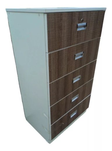 COMODA MELAMINA 5 CAJONES MARRON CLARO