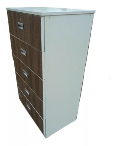COMODA MELAMINA 5 CAJONES MARRON CLARO