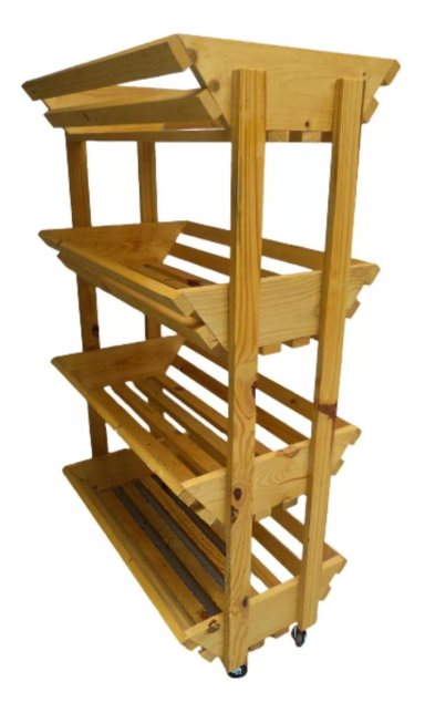 VERDULERO CANASTA MADERA PINO GRANDE DE CON RUEDAS