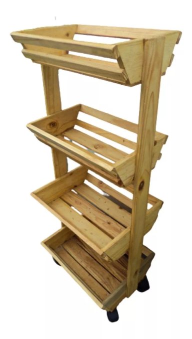 FRUTERO MADERA PINO CON RUEDAS