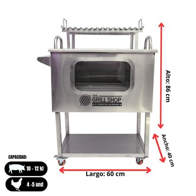 CAJA CHINA GRILL SHOP MEDIANA FULL ACERO INOXIDABLE VISOR - 2