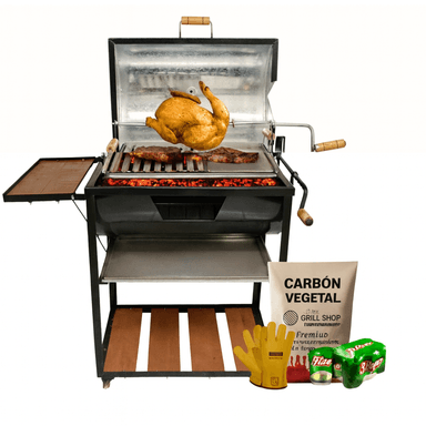 PARRILLA GRILL SHOP NEGRO ACERO INOXIDABLE 2 EN 1