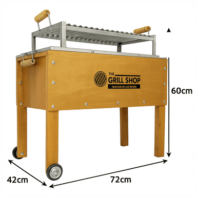 CAJA CHINA GRILL SHOP MADERA MEDIANA FAMILIAR + GUANTES + CARBON + CERVEZA - 4