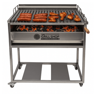 PARRILLA GRANDE FULL ACERO INOXIDABLE GUANTES CARBON CERVEZA - 2