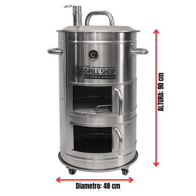 CILINDRO GRILL SHOP PARRILLERO MEDIANO ACERO INOXIDABLE GUANTES CARBON CERVEZA - 4