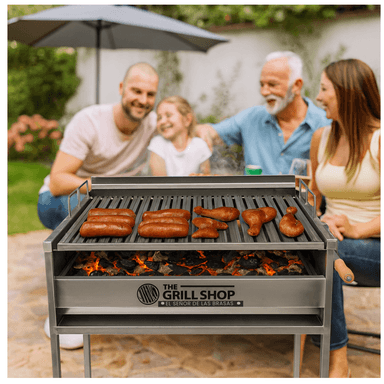 PARRILLA GRILL SHOP MEDIANA FULL GUANTES CARBON CERVEZA ACERO INOXIDABLE - 4