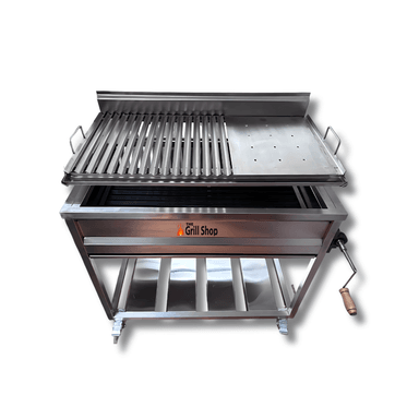 PARRILLA GRILL SHOP MEDIANA FULL GUANTES CARBON CERVEZA ACERO INOXIDABLE - 5