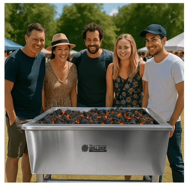 CAJA CHINA PARRILLERA XXL INOX +CERVEZA + CARBÓN + GUANTES - 5